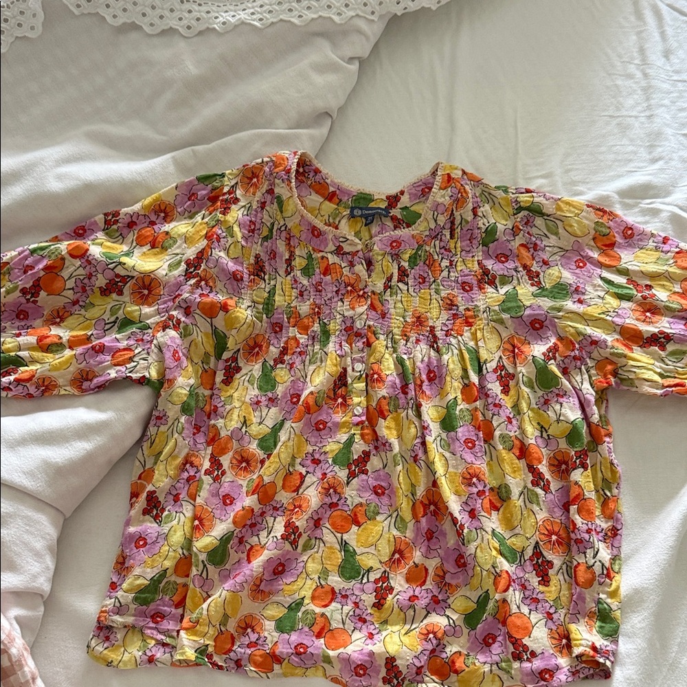 Democracy cotton voile citrus print blouse
